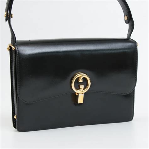 vintage gucci shoulder bag black leather|gucci open top shoulder bags.